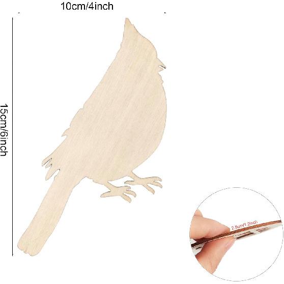 15 Pack 6 Inch Wood Cardinal Bird Cutouts Unfinished Wood Cardinal Bird Crafts Wooden Cardinal Bird Hanging Ornaments DIY Cardinal Bird Craft Gift