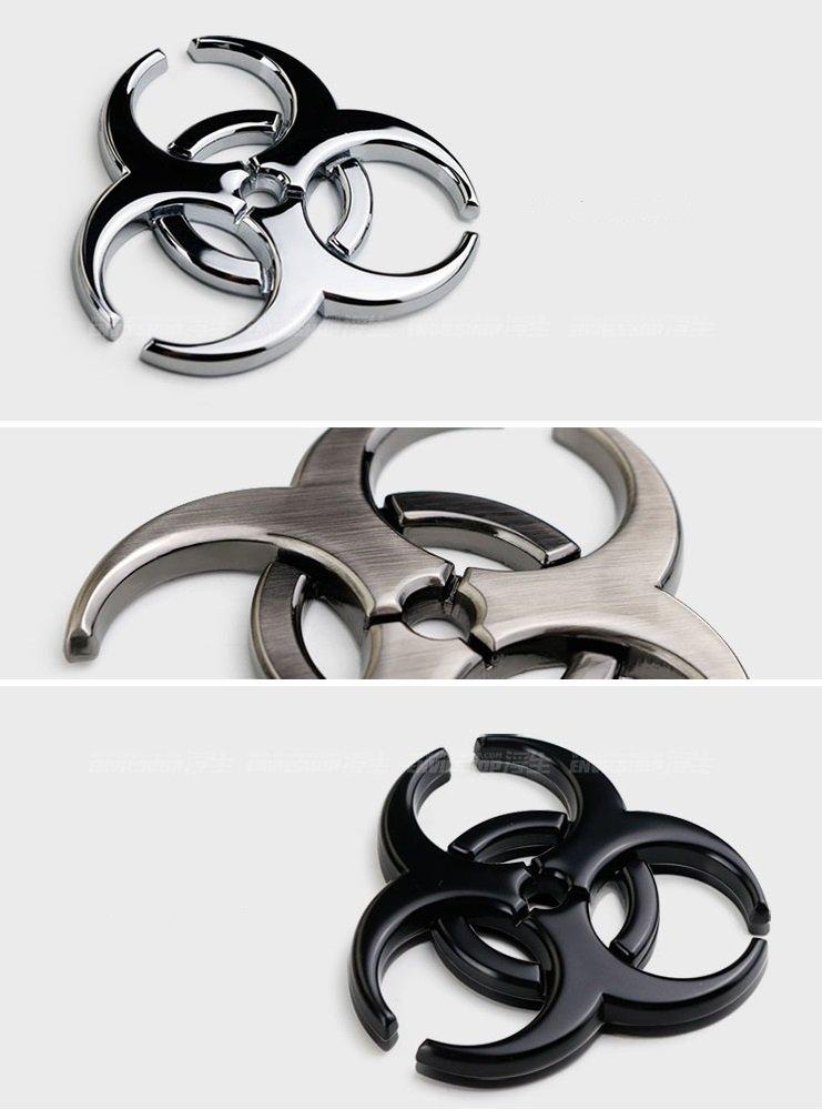 Biohazard Heavy 3D Stainless Steel Car Emblem Sticker (Gunmetallic)