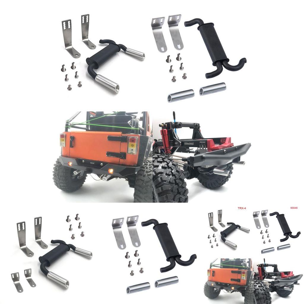 Durable Stainless Steel Exhaust Pipe For 1/10 Scale Rc Crawler Trx-4 Ax90046 Truck