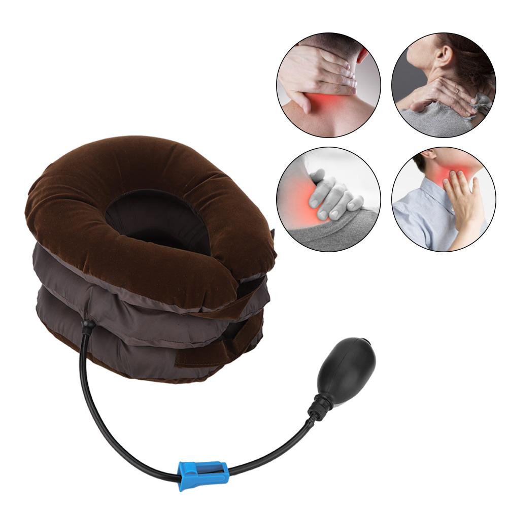 Inflatable Cervical Vertebra Tractor Protector Neck Brace Support Fixation Traction InstrumentCoffee