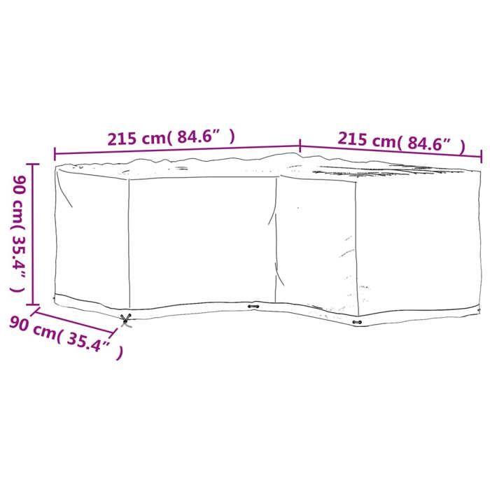 VidaXL L-shaped Garden Lounge Covers 2 Pcs 16 Eyelets 3155371