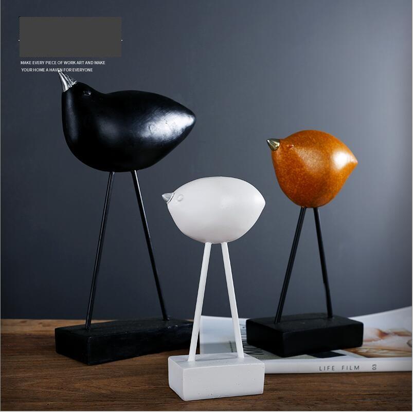 European Cute Resin Bird Figurines Home room Items Desk Statue Decoration Cafe Table Miniatures Accessories valentine day gifts