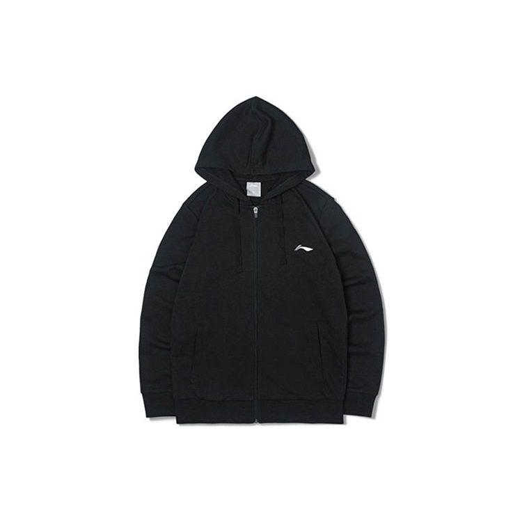 Li Ning Sweatshirts Men's Black Hooded Moderate Regular AWDS523-1