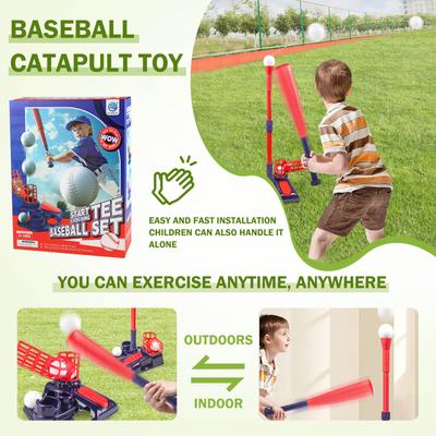 Tee Ball Set For Kids, Baseball Tee Set With Pitching Machine Retractable Age 3-12 Kids Indoor Outdoor Sport Toy For Kids