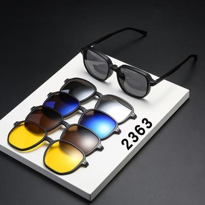 Monture de lunettes unisexe en TR avec 5 verres polarisés magnétiques interchangeables à clipser