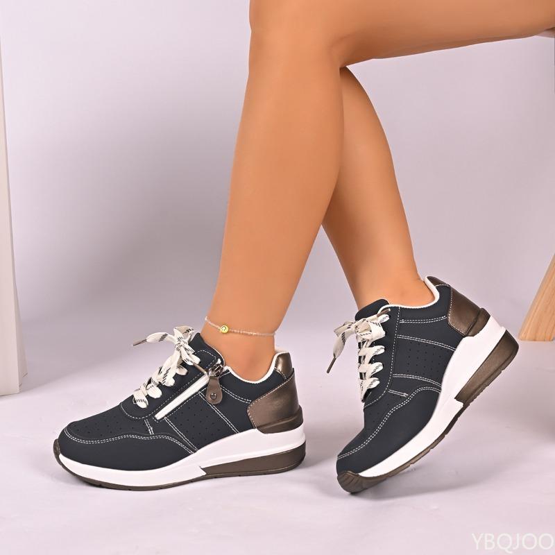 Fashion Spring Autumn New Style Slope Heel Fashion Single Shoes for Women Versatile Casual Sports Simple Thick Bottom Casual Shoes