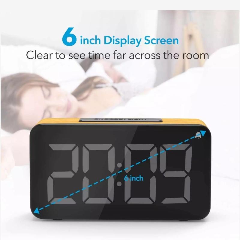 Digital Alarm clocks Wooden Digital Alarm Clock LED Alarm Clock with Large Display Desk Clocks for OfficeBedside Clock