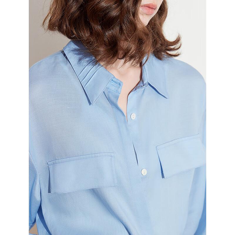 Chuyu Women's Pleated Lapel Lyocell Shirt