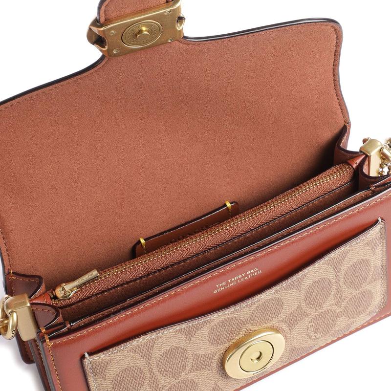 Coach Tabby 20 Classico Stampa Monogramma Chiusura a Bottone in Metallo con Logo a C Tela Rivestita e Pelle di Vitello Borsa a Mano a Spalla Crossbody Piccola CM569-B4NQ4