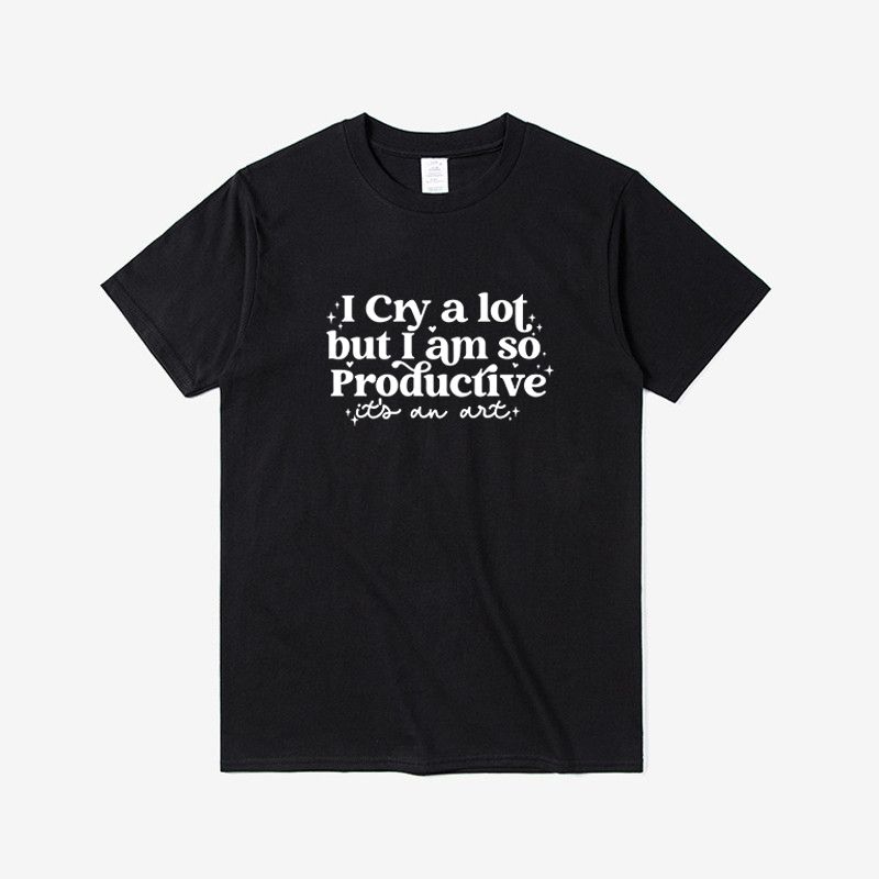 I Cried A Lot, But I Was Very Effective In Mental Health. Men's and Women's Short-sleeved Clothing Y2K TTPD Pure Cotton T-shirt