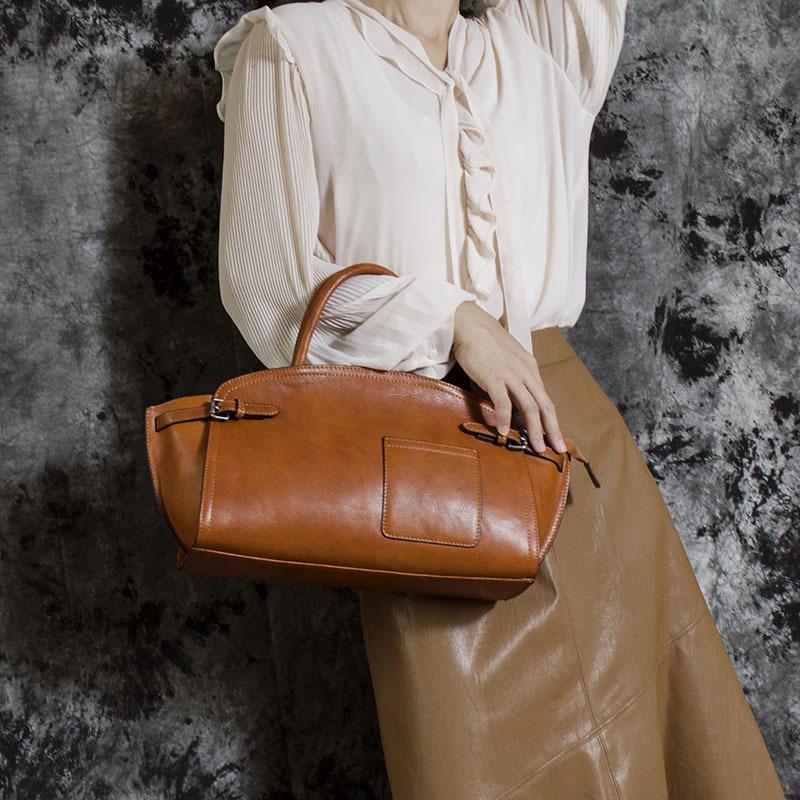 New Genuine Leather Handbag with Top Layer Cowhide, Fashionable Women's Single Shoulder Personalized Wing Bag, Versatile and Casual Large Bag