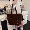 Yogodlns Designer Rivet Faux Suede Underarm Shoulder Bag Large Capacity Shopper Tote Bag Winter Handbags Coffee Black