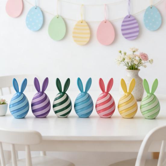 Kaninäggsprydnader 3D-printade Stresslindrande Leksaker för Påskkorgsfyllning Plast Sensoriska Kaninägg Barn Påskfest Favorer