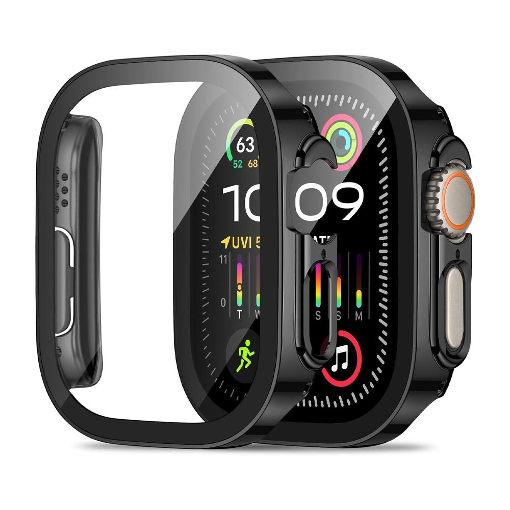 Screen Protector for Apple Watch Ultra 2 Case 49mm accessories Straight Edge Hard bumper+Tempered Glass iWatch Cover protective
