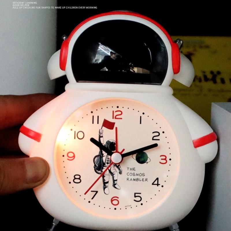 Creative Astronaut Alarm Clock Silent Non Ticking Bedside Clocks Battery Operated Bedroom Home Decorations Kids Boys Birthday G