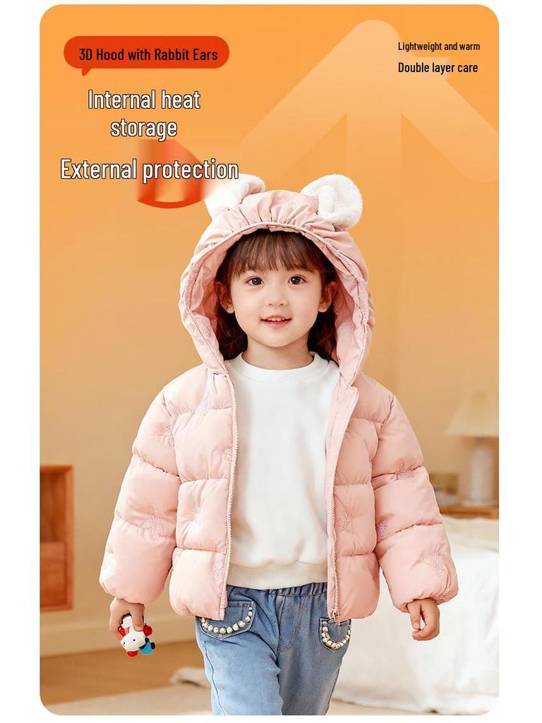 Stilvolle Kapuzen-Baumwolljacke für Mädchen – Warmer gefütterter Mantel für Kinder – Winter 2025