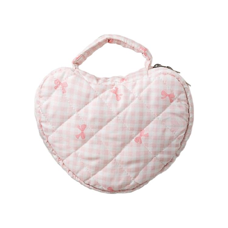 Florals Heart Makeup Organizers Quilted Water Resistant Cosmetic Bag for Travel Portable Toiletry Storage Women Use