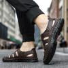 Sandals Summer Closed Toe Genuine Leather Outdoor Driving Men's Soft Bottom Non-Slip Wading Hollow Hole Sports Beach Shoes