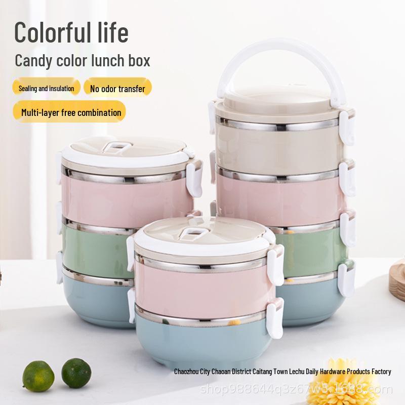 Runde Mehrschichtige Bento-Box: Luftdichte, isolierte und unterteilte Lunchbox - Perfektes praktisches Geschenk