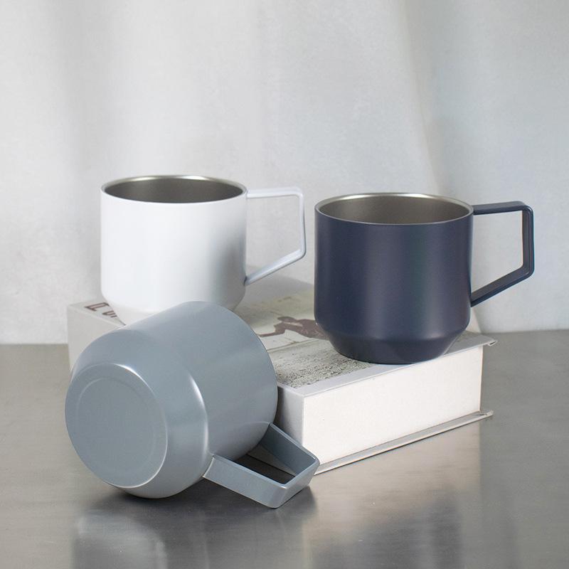 stainless steel coffee cup, double-layer heat-insulated water cup 304 mug promotional gift, office desktop water cup.