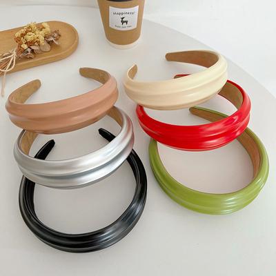 Stirnband Damen Kopfschmuck Haar Breitkrempig Accessoires Mode Krawatte Haar Glänzend Leder