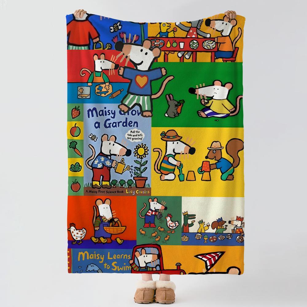 Cartoon M-Maisy Mouse-e Throw Thick Comfort Flannel Quilt, Multi-scene Use Indoor Outdoor Daily Nap