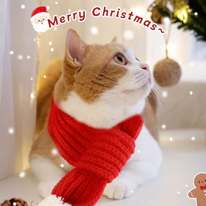 Christmas Pet Scarf: Teddy Bear, Panda & Cat Designs - Korean Style, Autumn/Winter Warm Triangle Neck Scarf