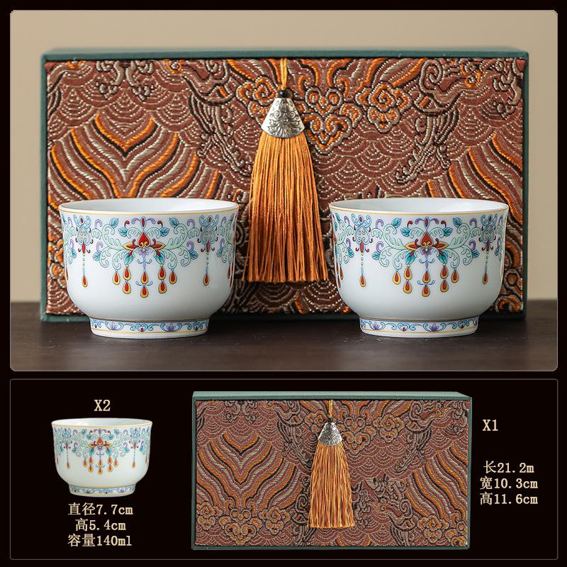 Blue and white bucket color tea cup New Chinese ceramic personal master cup Home office hospitality tea set Press hand small teacup
