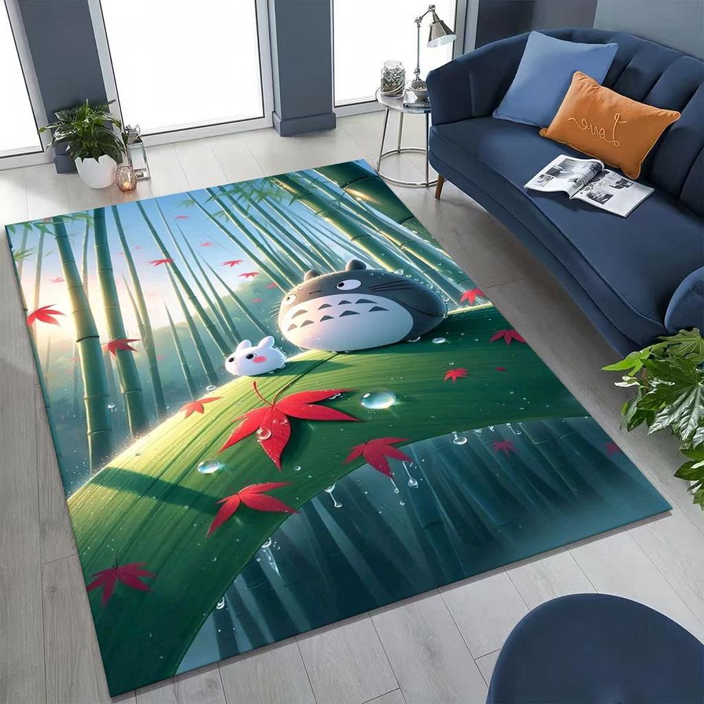 Kawaii T-Totoros Cartoon Art Carpet Rug for Bedroom Living Room Sofa Home Doormat Decor,Large Kids play Non-slip Floor Mat
