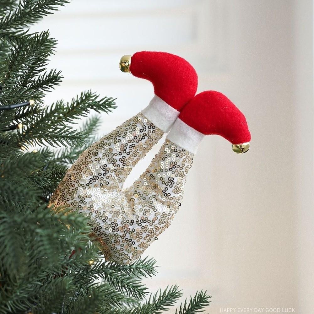 New Large Christmas Elf Figurine Leg Ornament Santa Claus Legs Xmas Tree Decorations Elf Leg Tree Topper New Year Decoration