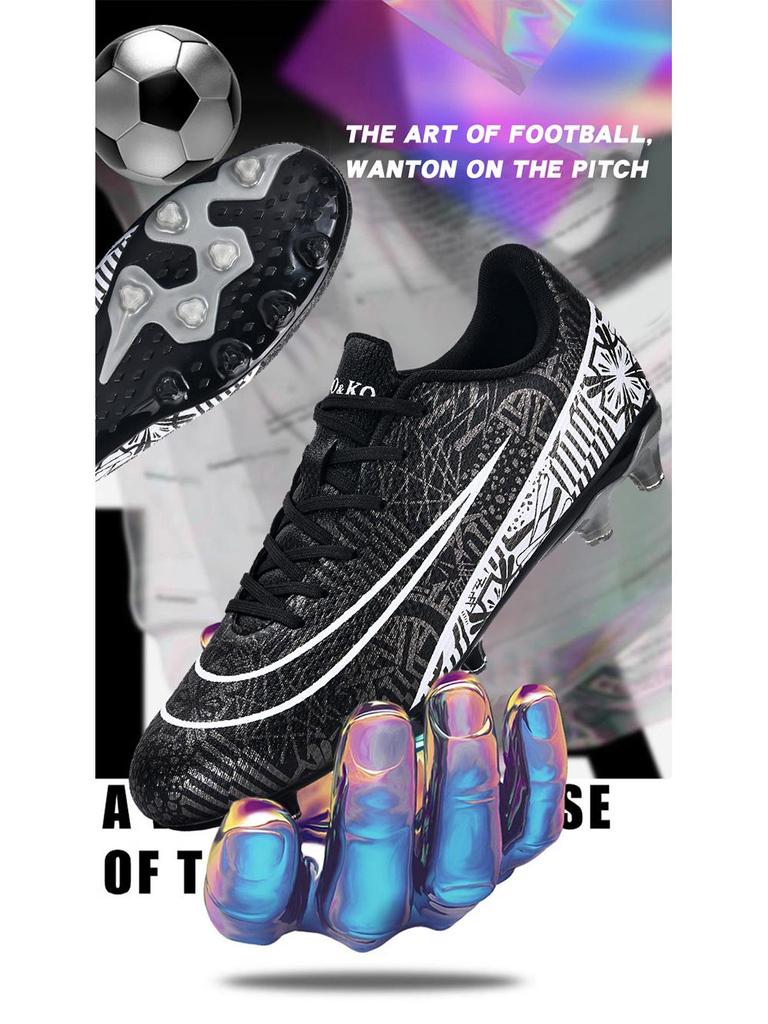 Kids' Long Spike Low-Top Soccer Shoes for Turf - Ideal for Elementary Students