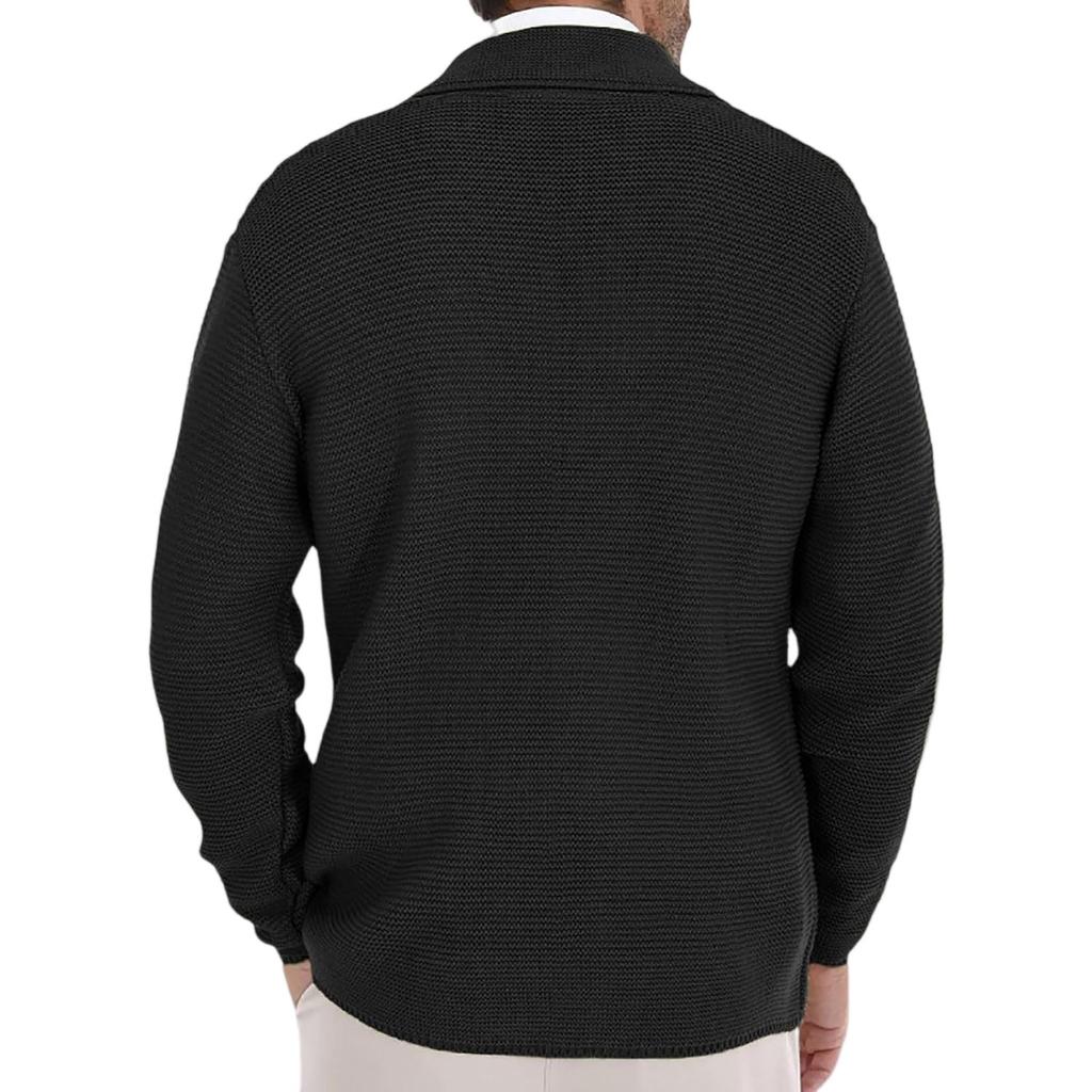 Men's Outdoor Casual Loose-fitting Plain Knit Jacket With A Green Collar And Double-breasted Buttons