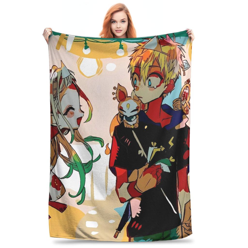 Kawaii Hanako Kun Japanese Blanket Travel Office Flannel Throw Blanket For Home Decor Warm Soft Quality Bedspread Gift Idea