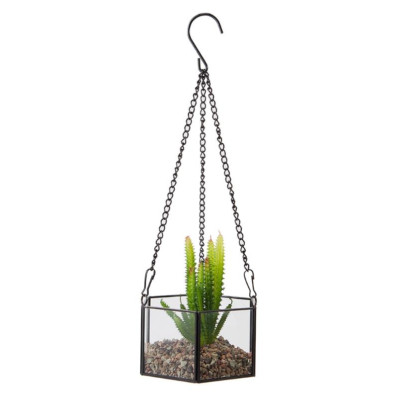 Modern Hanging Glass Terrarium Geometric Hexagon Shaped Succulent Air Plant Holder Container Wall Planter Flower Pot X3UC