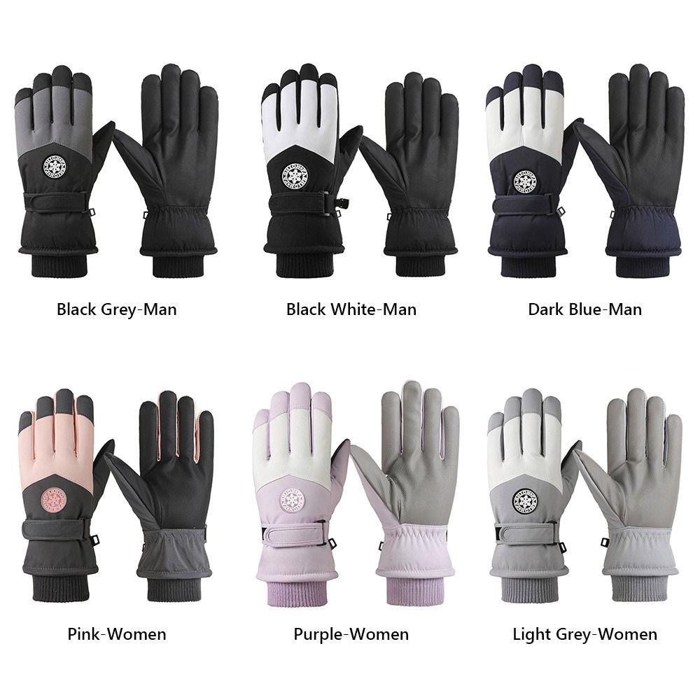 PU Leather Winter Cycling Gloves Fleece Lining Non-Slip Gloves Waterproof Gloves  For Women Man