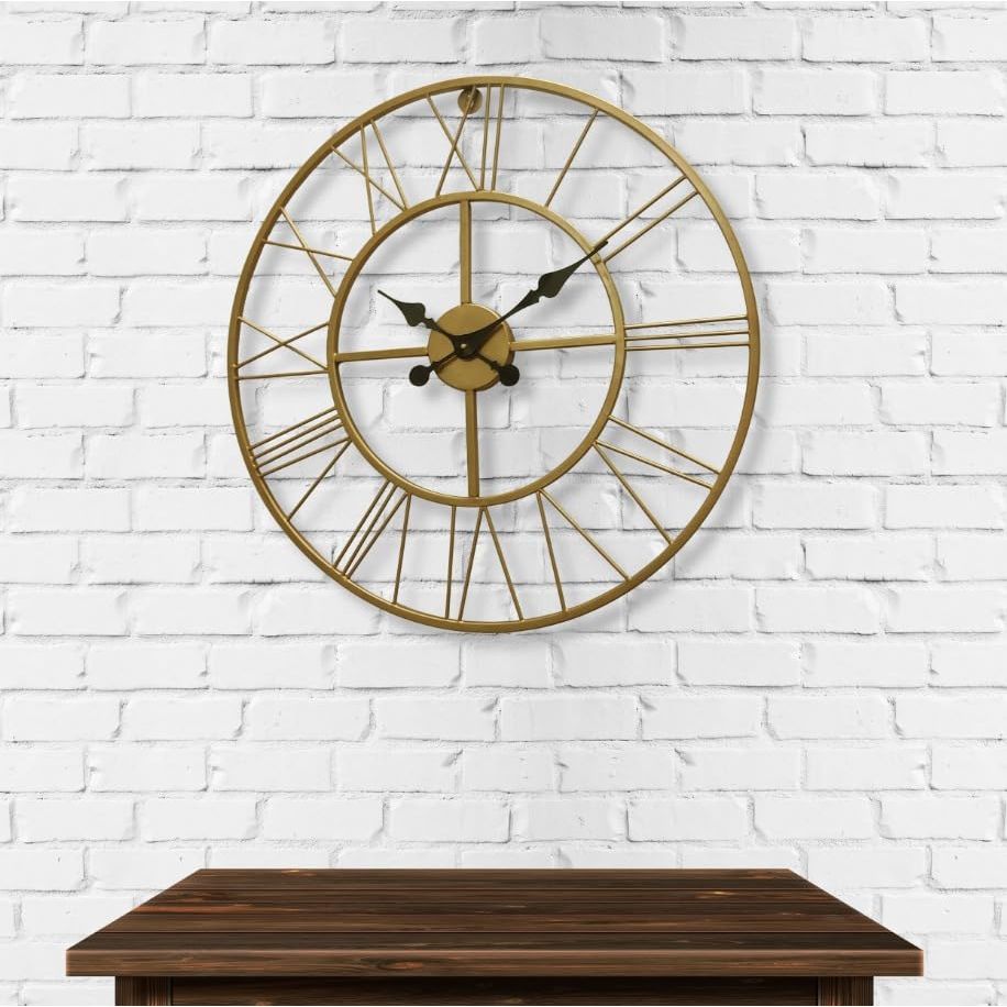 Roman Metal Analog Wall Clock (Brass, Large)(75Cm,30 Inches)