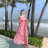 Elegant Sky Blue Backless Maxi Dress for Beach Vacations