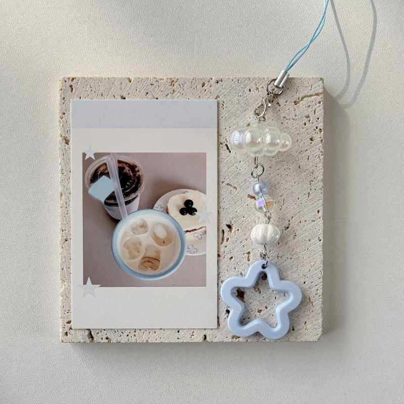 Fashionable Resin and Alloy Phone Strap with Unique Star and Cloud Designs for Trendy Women and Trendsetters Use