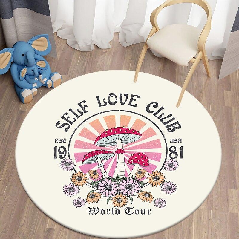 Záhadný Kawaii potištěný kulatý koberec pro obývací pokoj Koberce Kempingové piknikové podložky Flanelový protiskluzový koberec Podložka na jógu Dárek Stranger Things