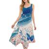 Women's Casual Fashion Round Neck Sleeveless Print Irregular Hem Midi Dress