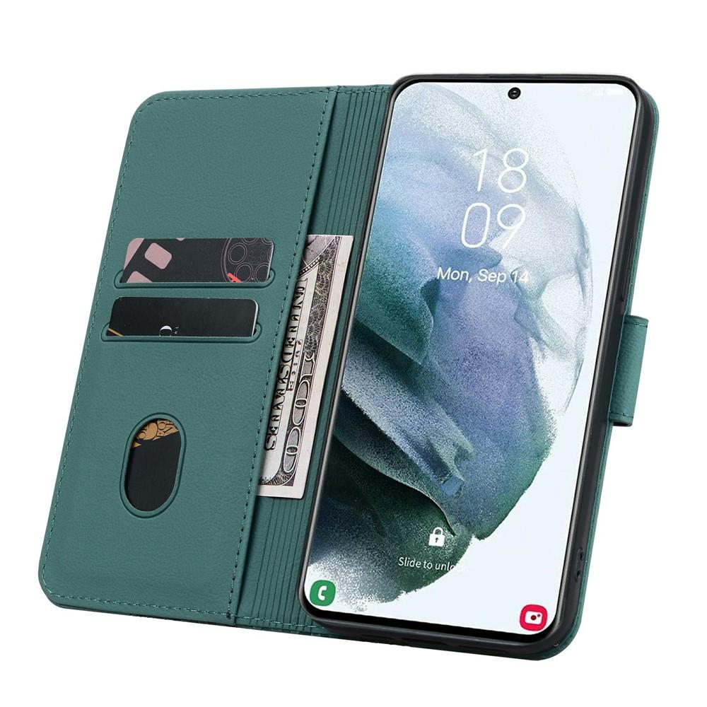 Wallet Case for Galaxy S26+ - Leather/PU, Green, With Lanyard