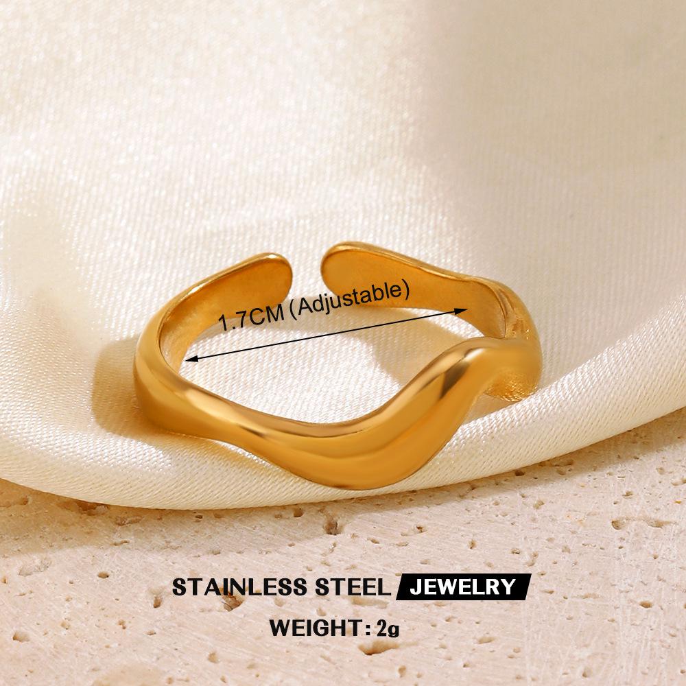 Stainless Steel Heart-Shaped Open Ring for Women - European & American Hip-Hop Style