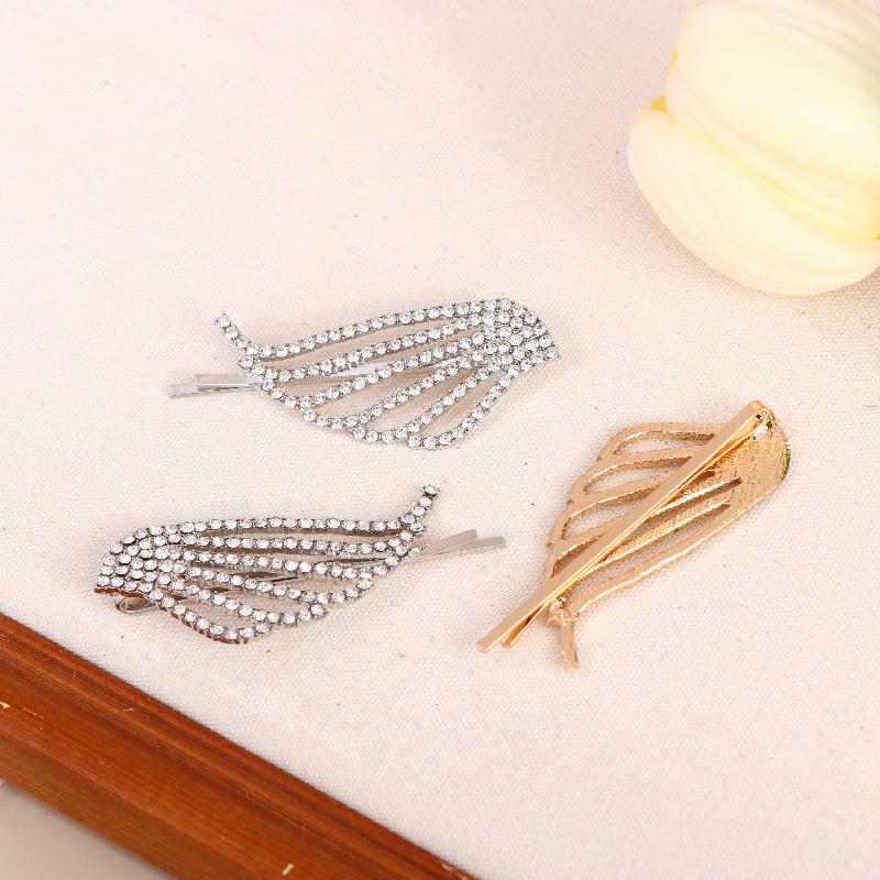 1/2Pcs Fashionable Shiny Angel Wings Hairpins Rhinestone Metal Hair Clips Women'S Hair Ornaments