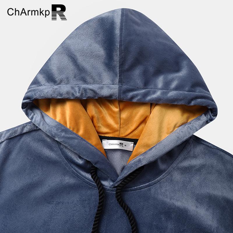 ChArmkpR Men Patchwork Fleece Drawstring Sweatshirts Hooded Pullovers