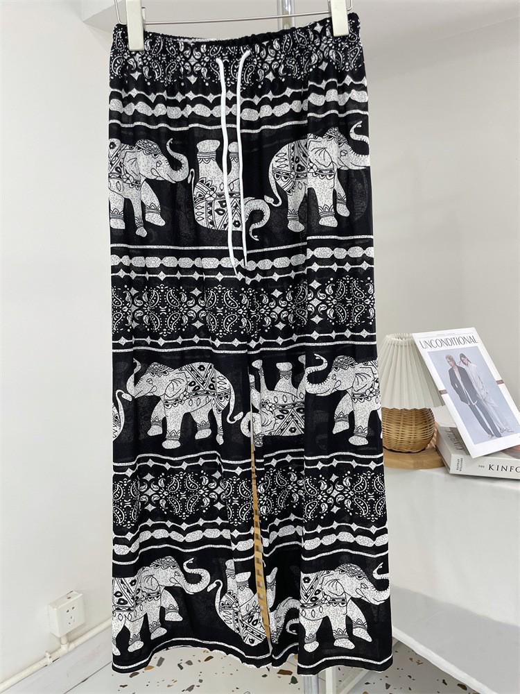 

Широкие брюки с высокой талией и драпировкой на весну/лето — длина до пола, повседневные, свободный крой, новая тайская женская мода One Size - Suitable for 90-140 lbs