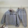 Korean Style Winter Fleece Set: High Neck Half-Zip Top & Joggers for Boys and Girls
