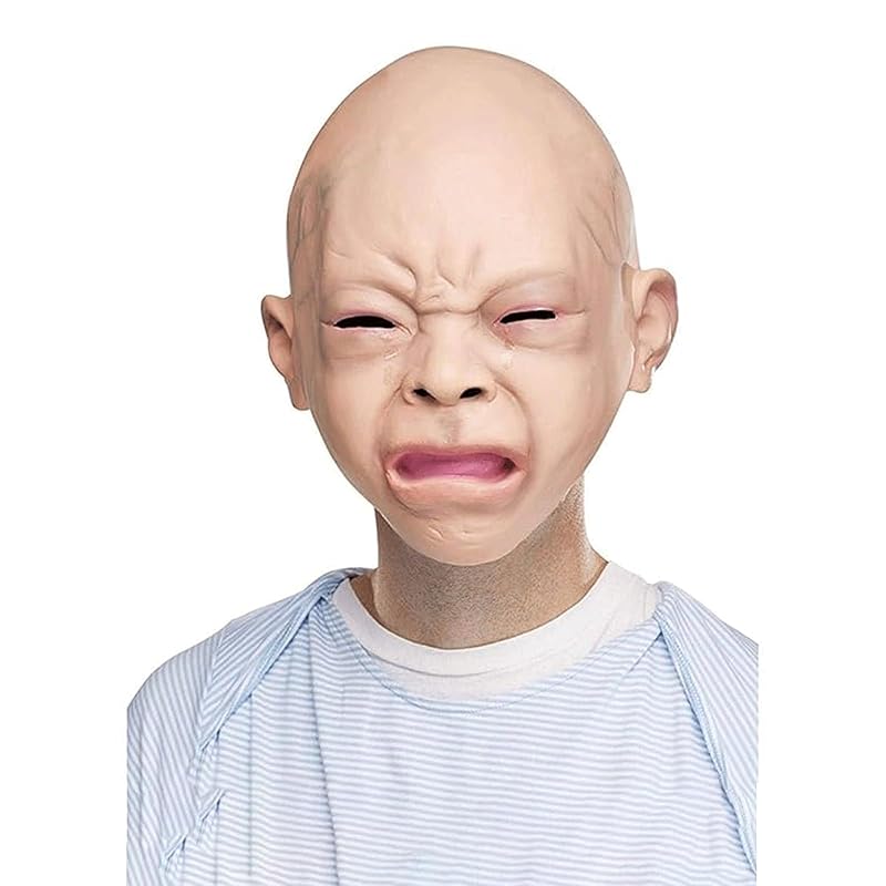 

[TOUFEIYUAN] funny goods baby mask For adults Gaki envoy don t laugh disguise disguise headgear real baby crying face mask, real mask baby crying face