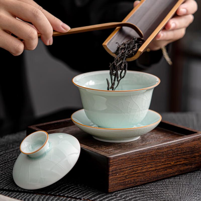 Ru Kiln Style Celadon Sancai Gaiwan Tea Bowl