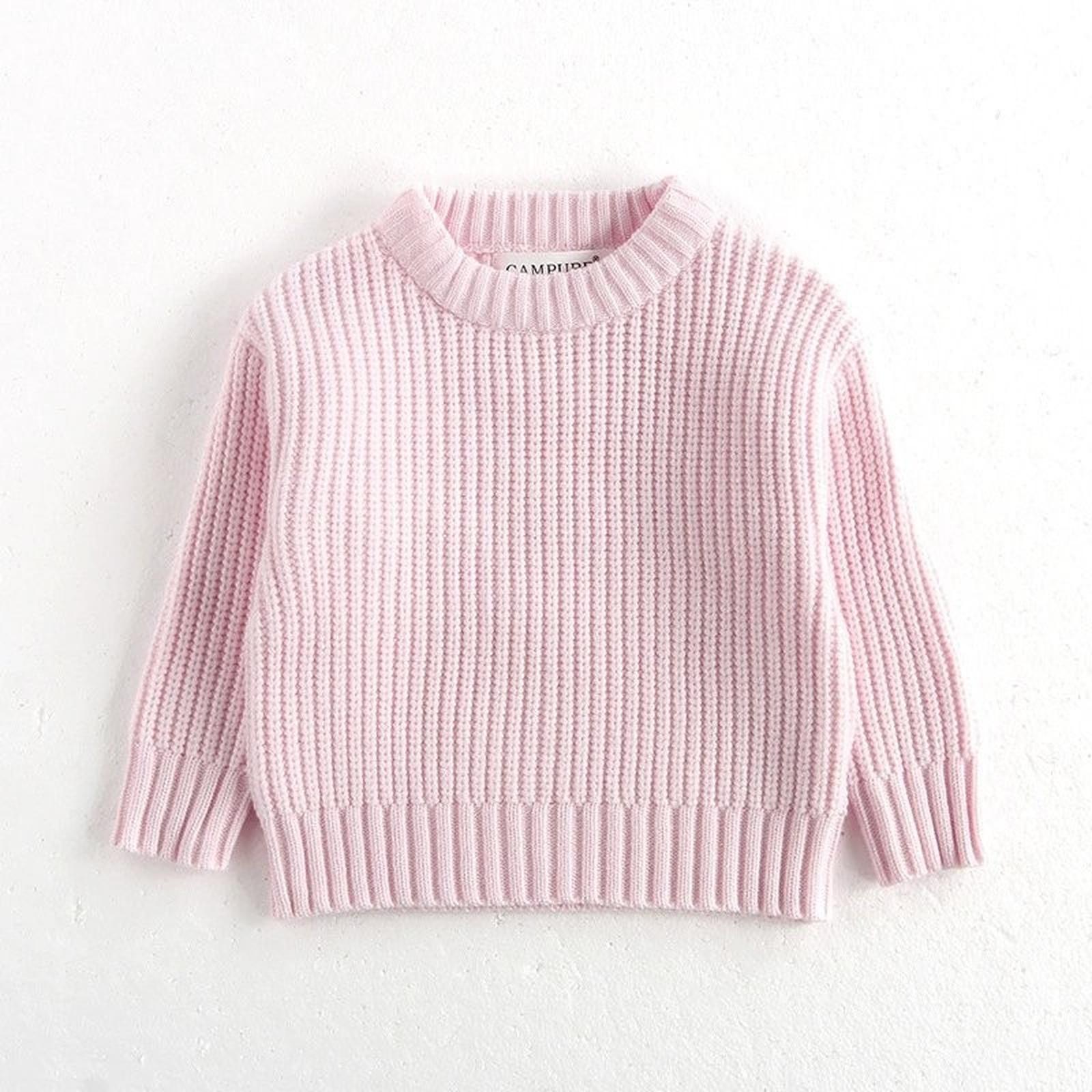 

Kids Loose Long-Sleeve Sweater Versatile Slouchy For Toddlers 110 рожевий