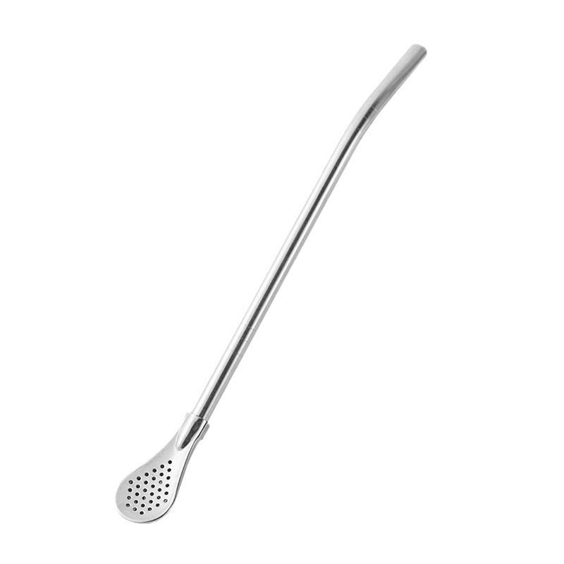 Straw spoon Stainless steel milk tea coffee stirring and filtering integrated dual-purpose environmentally friendly rough metal